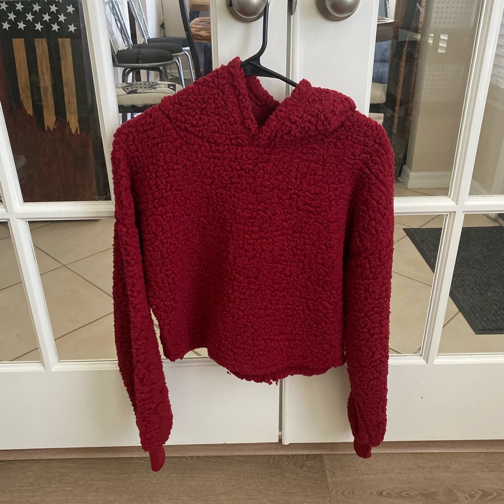 Warm Fuzzy Red Crop Jacket